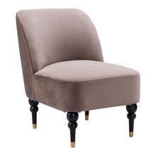 Load image into Gallery viewer, Velvet Side Chair - Taupe Black And Gold
