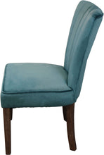 Load image into Gallery viewer, Upholstered Velvet Dining Parsons Chairs (Set of 2) - Teal Blue / Brown