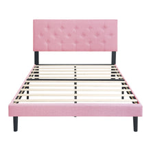 Load image into Gallery viewer, Modern Upholstered Platform Bed Frame With Button Tufted Fabric Headboard