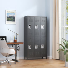 Load image into Gallery viewer, 6 Door Lockers With Lock For Secure Storage - Black