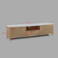 Load image into Gallery viewer, Fluted TV Stand With Accents - Natural Wood / White