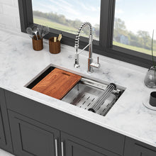 Load image into Gallery viewer, Undermount Kitchen Sink, Single Bowl With Ledge Workstation, 16 Gauge Stainless Steel - Brushed Nickel