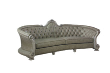 Load image into Gallery viewer, 43" Faux Leather Sofa And Toss Pillows With White Legs - Bone