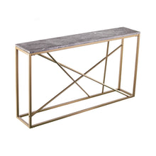 Load image into Gallery viewer, Faux Marble Frame Console Table - Gray / Gold