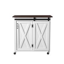 Load image into Gallery viewer, 35" Wood Rolling Kitchen Cart - Dark Brown / White