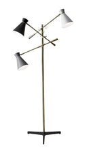 Load image into Gallery viewer, Three Arm Adjustable Floor Lamp In Brass Metal With Shades - Gray / Black And White