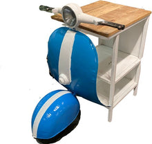 Load image into Gallery viewer, Solid Wood End Table With Two Shelves - Brown / Blue / White