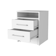 Load image into Gallery viewer, Two Drawers Faux Wood Nightstand - White