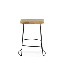 Load image into Gallery viewer, 25" Steel Backless Counter Height Bar Chairs (Set of 2) - Natural And Black