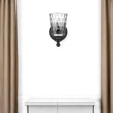 Load image into Gallery viewer, Metal And Pebbled Glass Wall Light - Black