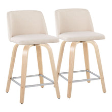 Load image into Gallery viewer, Toriano - Contemporary Fixed Height Counter Stool With Swivel With Square Footrest (Set of 2)