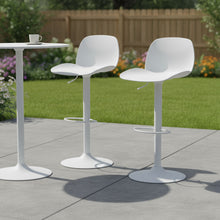 Load image into Gallery viewer, Contemporary Heavy Duty Plastic And Metal Low Back Adjustable Height Swivel Bar Chairs (Set of 2) - White