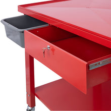 Load image into Gallery viewer, Transmission Teardown Work Station 1 / 2 Ton Capacity Sloping Drain Table Locking Drawer Removable Drain Basin Full-Width Lower Shelf Four 4" Caster Wheels