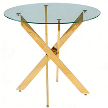 Load image into Gallery viewer, Dining Table With Cross Metal Leg And Tempered Glass, Modern Space Saving Kitchen Table For Living Room