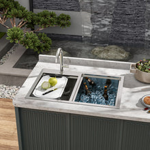Load image into Gallery viewer, Outdoor Double Bowl Drop In Sink With Workstation - Brushed Nickel