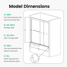 Load image into Gallery viewer, Semi-Frameless Double Sliding Shower Door, Bypass Shower Door, 1 / 4" (6Mm) Thick SGCC Tempered Glass Door