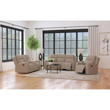 Load image into Gallery viewer, Slater - 3 Piece Upholstered Reclining Sofa Set And Built In Storage - Taupe