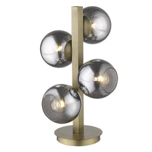 Load image into Gallery viewer, Metal Four Light Novelty Table Lamp With Silver Metallic Globe Shades - Brass