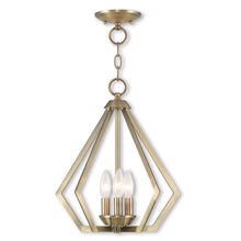 Load image into Gallery viewer, 16'' Three Light Dimmable Chandelier With Shades - Antiqued Brass