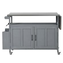 Load image into Gallery viewer, Foldable Outdoor Kitchen Island With Lockable Wheels, Storage Cabinet And Towel Rack For Patio