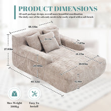 Load image into Gallery viewer, Chenille Interior Lazy Sofa Chaise Longue Armchair With 3 Pillows And Armrests