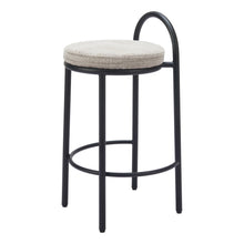 Load image into Gallery viewer, 26" Chenille And Steel Low Back Counter Height Bar Chairs (Set of 2) - Beige / Black