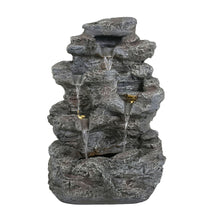 Load image into Gallery viewer, Concrete Rock Waterfall Fountain With LED Lights, Outdoor Garden Decor