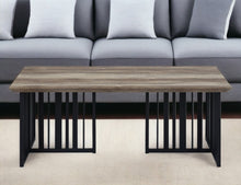 Load image into Gallery viewer, 47" Wood And Metal Distressed Frame Coffee Table - Oak And Black