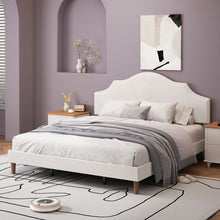 Load image into Gallery viewer, King Size, Upholstered Platform Bed Frame With Adjustable Headboard, No Box Spring Needed - White