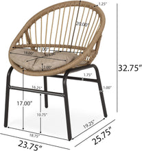 Load image into Gallery viewer, Outdoor Accent Chair With Curved Back And Basket Frame, (Set of 2) - Light Brown / Beige