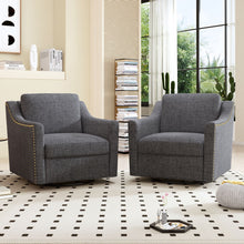 Load image into Gallery viewer, 360 Degree Swivel Armchair, Skin Friendly Fabric, Ergonomic Design, Brass Nail Decorative Armchair