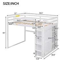 Load image into Gallery viewer, Loft Bed With Built In Wardrobe, Storage Shelves, And LED Light