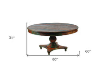 Load image into Gallery viewer, 60" Round Solid Wood Pedestal Base Dining Table - Brown