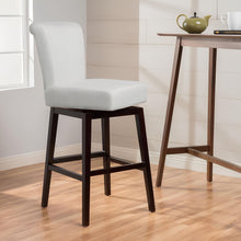 Load image into Gallery viewer, Quicksilvered - Upholstered Swivel Counter Stool With Wood Legs - Beige