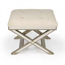 Load image into Gallery viewer, Polyester Blend Ottoman - Brown / Ivory