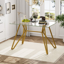 Load image into Gallery viewer, Modern Glass Dining Table With Metal Legs