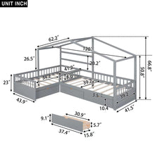 Load image into Gallery viewer, L Shape Platform Bed With 3 Storage Drawers