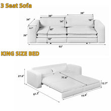Load image into Gallery viewer, King Size Sleeper Pull Out Sofa Bed, 3 In 1 Convertible Chaise Lounge With 2 Pillows For Living Room - Camel