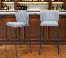 Load image into Gallery viewer, 29" Faux Leather And Steel Bar Height Bar Chairs (Set of 2) - Gray And Black