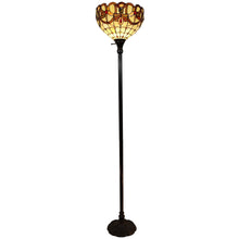 Load image into Gallery viewer, Traditional Shaped Floor Lamp With White And Brown Stained Glass Bowl Shade - Brown