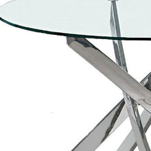 Load image into Gallery viewer, 48" Glass And Metal Cross Leg Base Round Top Dining Table - Clear