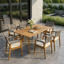 Load image into Gallery viewer, Outdoor Rustic Patio Acacia Bistro Set With Cushions