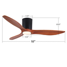 Load image into Gallery viewer, Low Profile Flush Mount Ceiling Fan With Light And Reversible Quiet Motor - Matte Black