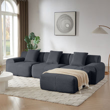 Load image into Gallery viewer, L Shaped Modular Sectional Sofa Corduroy And Movable Ottoman