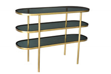 Load image into Gallery viewer, Glass Oval Console Table With Storage - Black And Gold