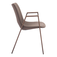 Load image into Gallery viewer, Upholstered Faux Leather Open Back Dining Arm Chairs (Set of 2) - Brown