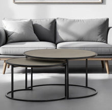 Load image into Gallery viewer, Concrete And Metal Round Nested Coffee Tables (Set of 2) - Gray And Black