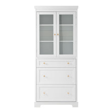 Load image into Gallery viewer, Freestanding Tall Bathroom Cabinet With Adjustable Shelves, Drawers, Soft Close Glass Doors