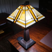 Load image into Gallery viewer, 11" x 21" x 22" Metal Two Light Candlestick Table Lamp With Shade - Dark Brown / Beige