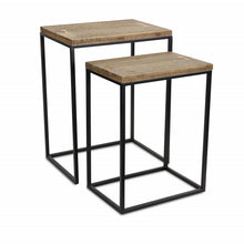 Load image into Gallery viewer, 24" Solid Wood Nested Tables (Set of 2) - Black And Brown